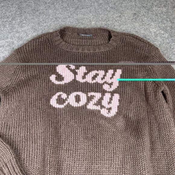 Wooden Ships Sweater Womens S/M Mohair Wool Blend Stay Cozy Brown Oversized Crew - Picture 2 of 7